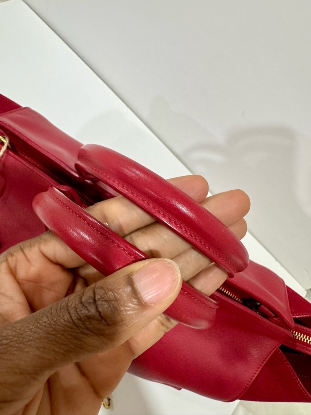 Saint Laurent Red Downtown Cabas Leather Bag, with Gold YSL Hardware - Picture 5 of 12